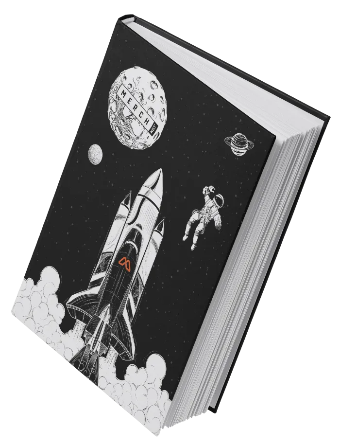 planet with Merch.com written on it